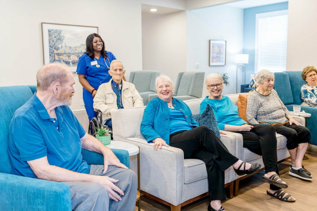 Sage Oak of Denton | Five residents with a caregiver having a good time